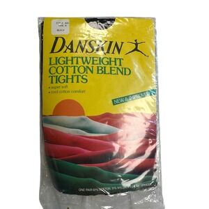 Danskin Tights Vintage 1984 Black Cotton Blend Footed Dance Size A NIP USA Made